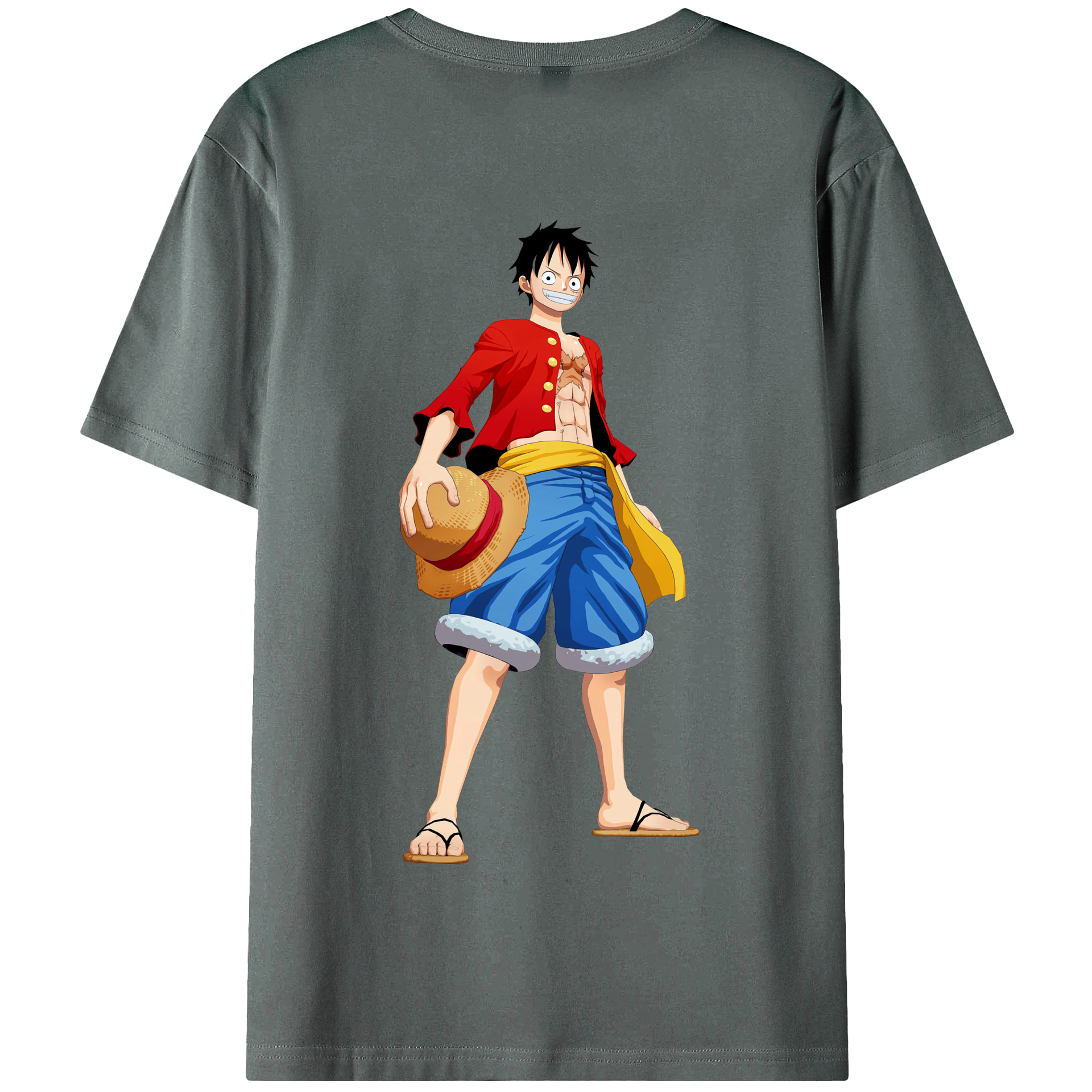 ワンピース モンキー・D・ルフィ ONE PIECE Monkey D. Luffy 綿100％半袖Tシャツ（背面プリント）